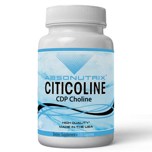 Absonutrix Citicoline CDP Choline Complex 530mg 120 Vegetable capsules helps promote brain health,cognitive skills, and memory All Natural Made in USA
