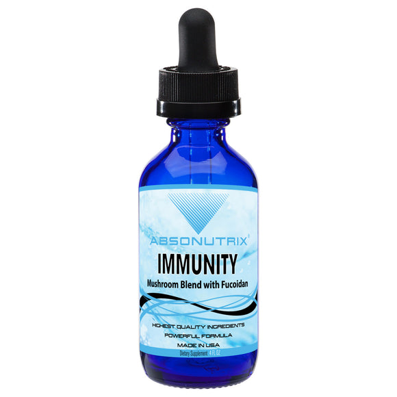 Absonutrix Immunity Mushroom Blend with Fucoidan 650mg helps boost immunity powerful antioxidant 4 Fl Oz made in USA