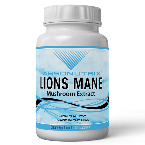 Absonutrix Lions Mane Mushroom Extract 500mg 120 vegetable capsules Helps Promote Brain Health And Increase Focus, Memory, and Cognitive Skills